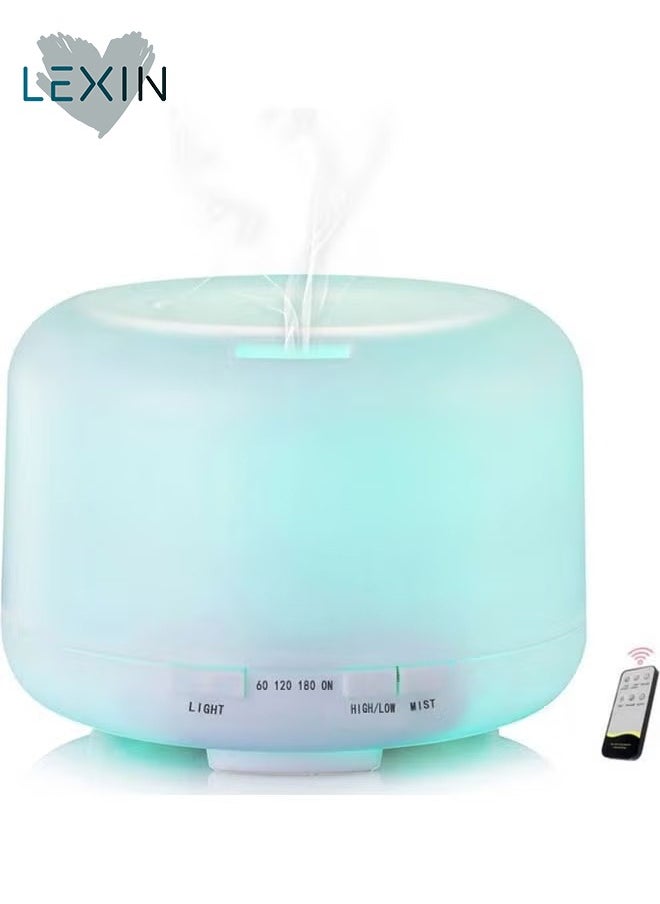 LEXIN Aroma Diffuser Essential Oil Air Humidifier With 7-Colour LED Light and remote control,500ml,White  - Image 1