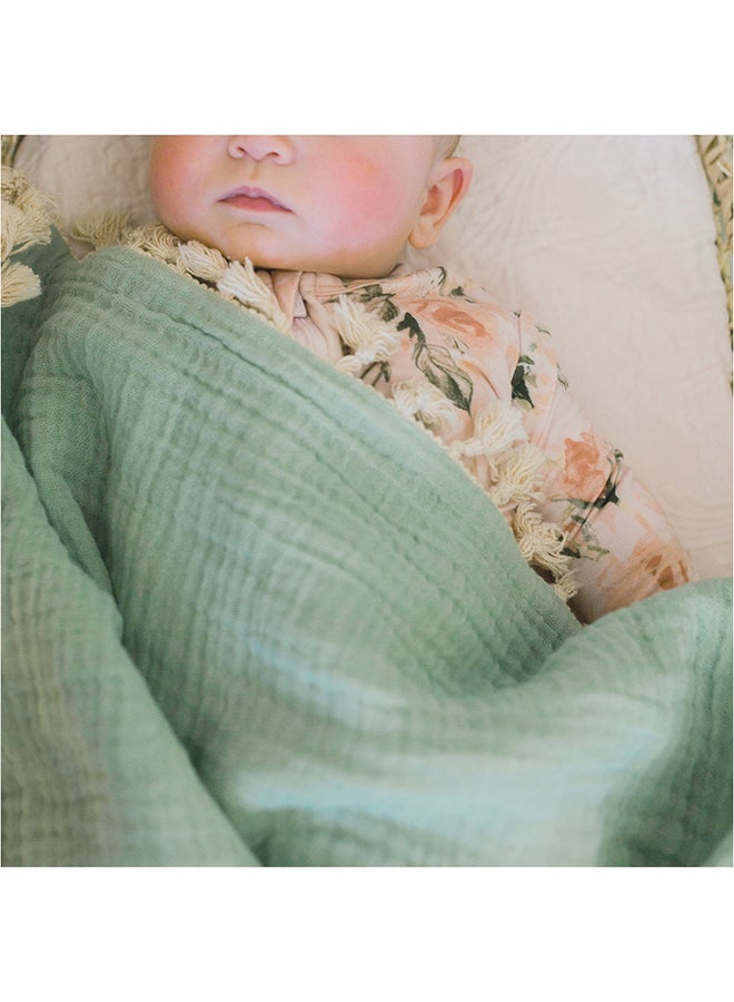 Crane BABY 6 Layer Muslin Blanket - Evergreen - Image 4