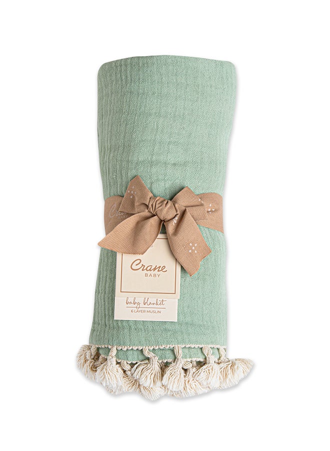 Crane BABY 6 Layer Muslin Blanket - Evergreen - Image 3
