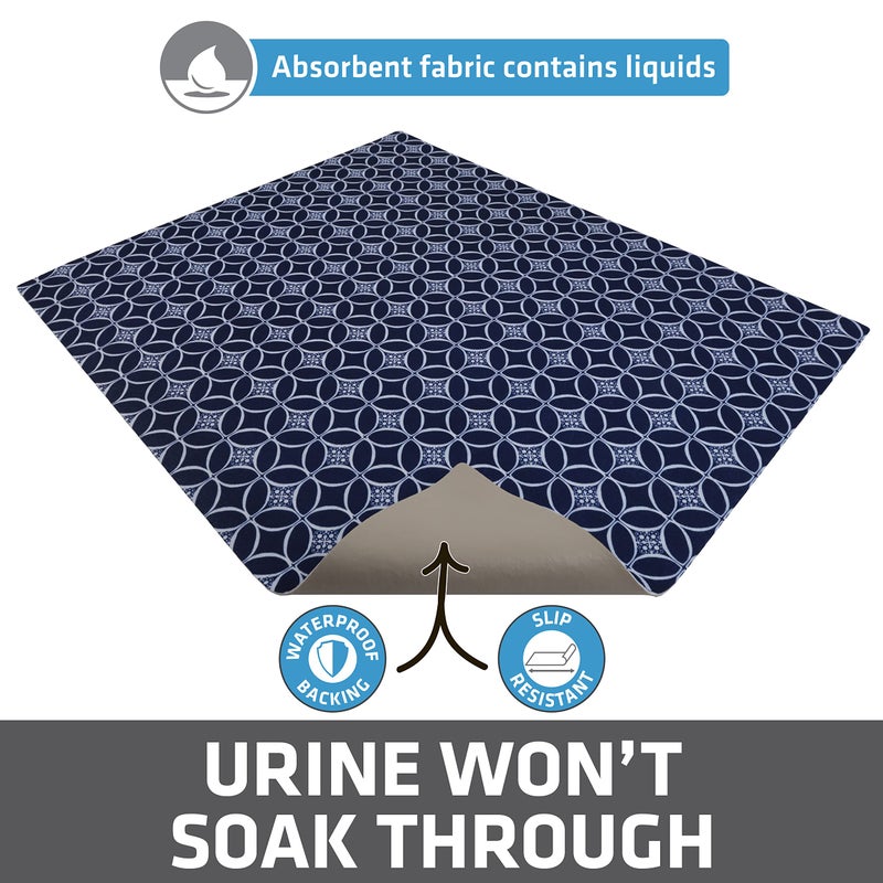 Drymate Cat Litter Box Mat, Litter Trapping Mat, Waterproof, Urine-Proof, Absorbent, Machine Washable, Soft on Paws, Contains Mess, Protects Floors, Kitten Supplies, Indigo, 29x36 XL - Image 3