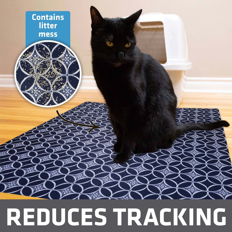 Drymate Cat Litter Box Mat, Litter Trapping Mat, Waterproof, Urine-Proof, Absorbent, Machine Washable, Soft on Paws, Contains Mess, Protects Floors, Kitten Supplies, Indigo, 29x36 XL - Image 2