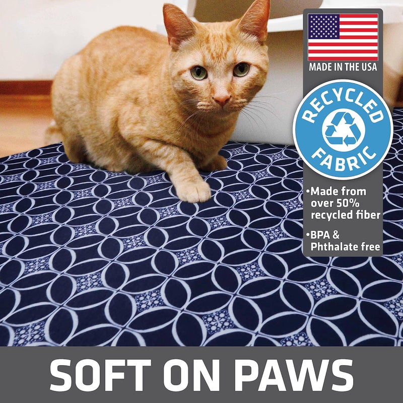 Drymate Cat Litter Box Mat, Litter Trapping Mat, Waterproof, Urine-Proof, Absorbent, Machine Washable, Soft on Paws, Contains Mess, Protects Floors, Kitten Supplies, Indigo, 29x36 XL - Image 4