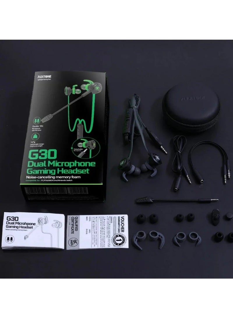 بليكستون سماعات أذن سلكية Plextone G30 مع ميكروفون قابل للتعديل لجهاز PS4 واللابتوب والهواتف المحمولة، بعلبة ناعمة وأنيقة محمولة، وضوابط مدمجة للمكالمات بدون استخدام اليدين (أحمر) - Image 4