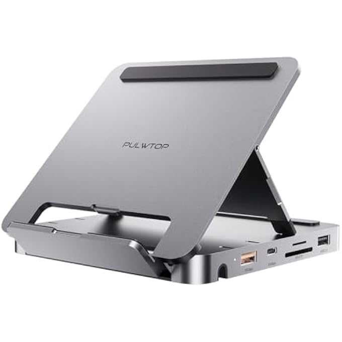 rayihni USB C HUB FOR IPAD-PRO, DOCKING STATION FOR IPAD, 4K@60HZ HDMI, 100W PD ALUMINUM-HUB WITH SSD ENCLOSURE, FOLDABLE STAND DOCK FOR I-PAD, IPAD HUB FOR IPAD PRO/MINI 6TH GEN,M1 M2,M4 WINDOWS - Image 1