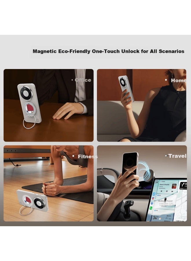 Defense Jues Color Magnetic Leather Case For Huawei Mate 80 Pro, Universal Shockproof Full-coverage Mate 80 Protective Case, Zero Gravity Technology, Light Leather, Cedar White - Image 3