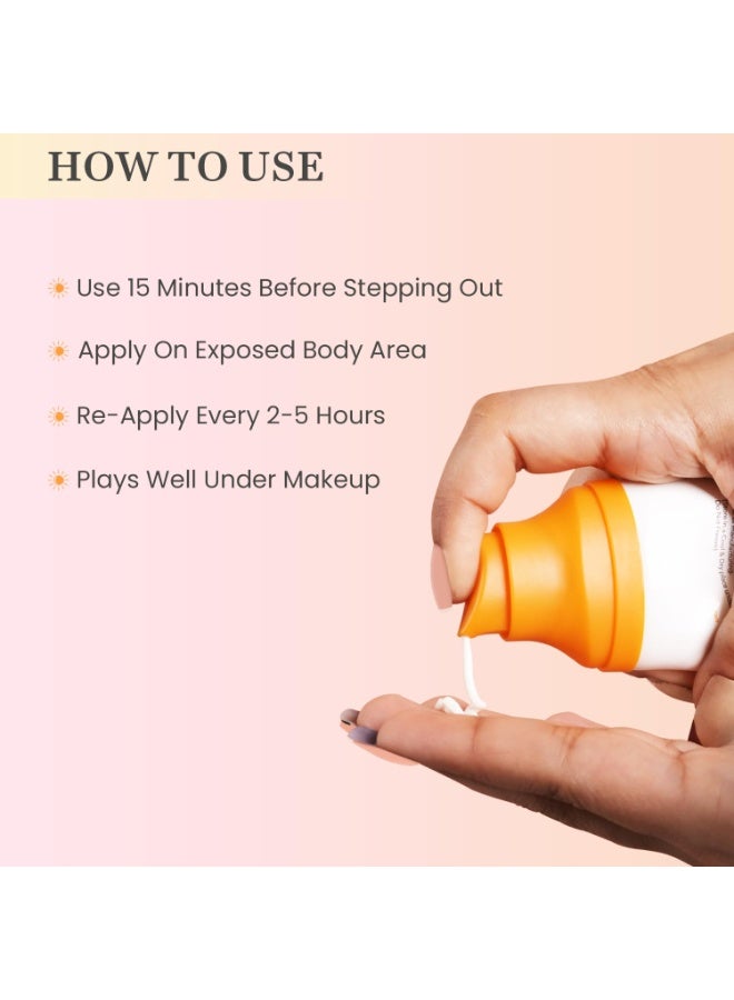 O3+ Glow Sheer Sunscreen SPF 50 PA+++ (50gm) | Lightweight Cream | No White Cast | Sunscreen For Oily Skin, Dry Skin | For Women & Men - Image 5