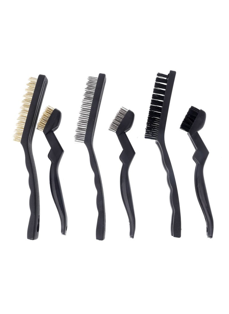 LAWAZIM Steel Wire Brush Set - 6 Piece - Cleaning Brush Kit with Nylon, Brass, and Stainless Steel Bristles, Ergonomic Handles, Large and Small Sizes - Ideal for Rust Removal, Grout, Metal, Automotive, and Home Use  - Image 1