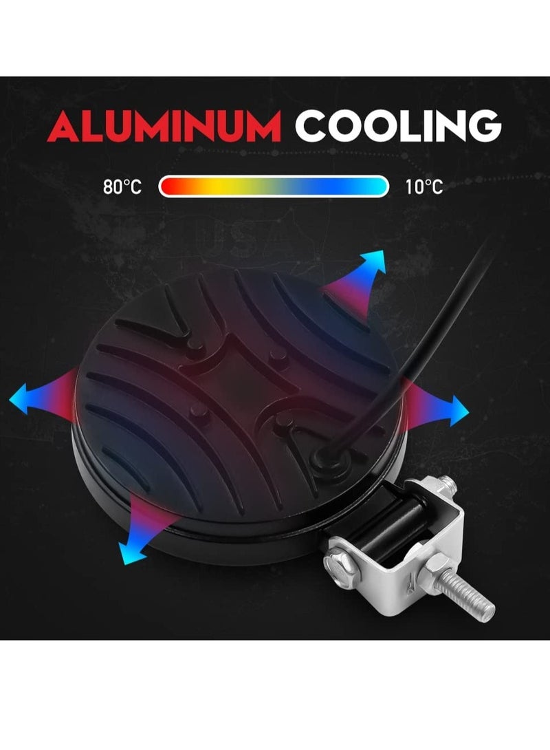 أضواء ضباب LED، كرات دائرية 3 إنش رفيعة، مجموعة أضواء عمل بيضاء لحركة السير والرجوع، مناسبة لجيف و شاحنات والطرقات الوعرة ودراجات ATVs وUTVs وSUVs والسيارات والدراجات البخارية والزوارق والجرارات (عبوة تضم قطعتين) - Image 4