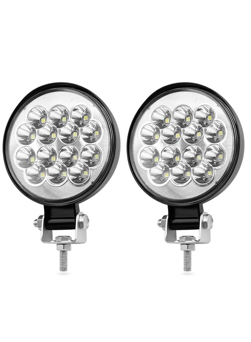 أضواء ضباب LED، كرات دائرية 3 إنش رفيعة، مجموعة أضواء عمل بيضاء لحركة السير والرجوع، مناسبة لجيف و شاحنات والطرقات الوعرة ودراجات ATVs وUTVs وSUVs والسيارات والدراجات البخارية والزوارق والجرارات (عبوة تضم قطعتين) - Image 1