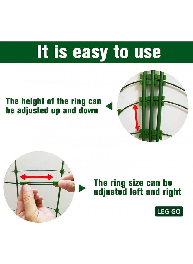 Legigo Legigo 3 Packs Plant Support Cages Tomato Cage for Garden- 18 Inch Adjustable Garden Cucumber Trellis Plant Stakes, Trellis Support Rings for Climbing Plants, Pots, Indoor Plants with 10 Plant Clips  - Image 3