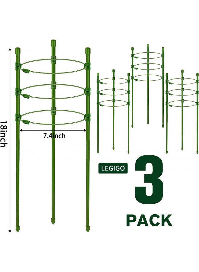 Legigo Legigo 3 Packs Plant Support Cages Tomato Cage for Garden- 18 Inch Adjustable Garden Cucumber Trellis Plant Stakes, Trellis Support Rings for Climbing Plants, Pots, Indoor Plants with 10 Plant Clips  - Image 1
