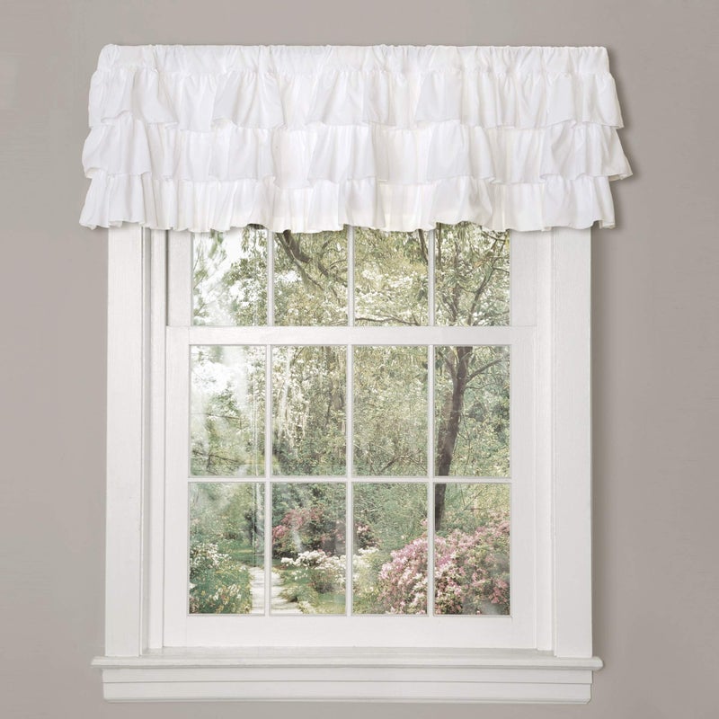 Lush Decor Belle Valance Vintage Chic Style Single Curtain, 84" W x 18" L, White - Image 1