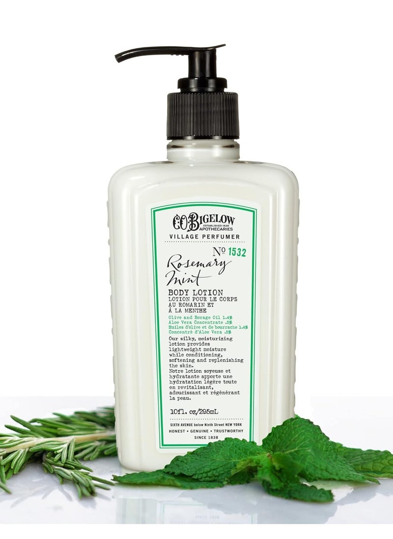 C. O. Bigelow C.O. Bigelow Rosemary Mint Moisturizing Body Lotion for Women and Men, Village Perfumer Lotion with Olive Oil, Borage Oil, and Aloe Vera, 10 fl oz  - Image 1