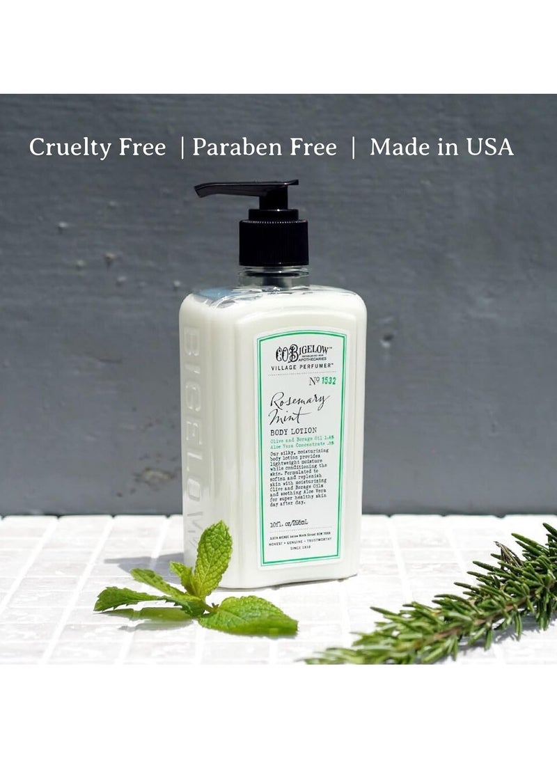 C. O. Bigelow C.O. Bigelow Rosemary Mint Moisturizing Body Lotion for Women and Men, Village Perfumer Lotion with Olive Oil, Borage Oil, and Aloe Vera, 10 fl oz  - Image 2