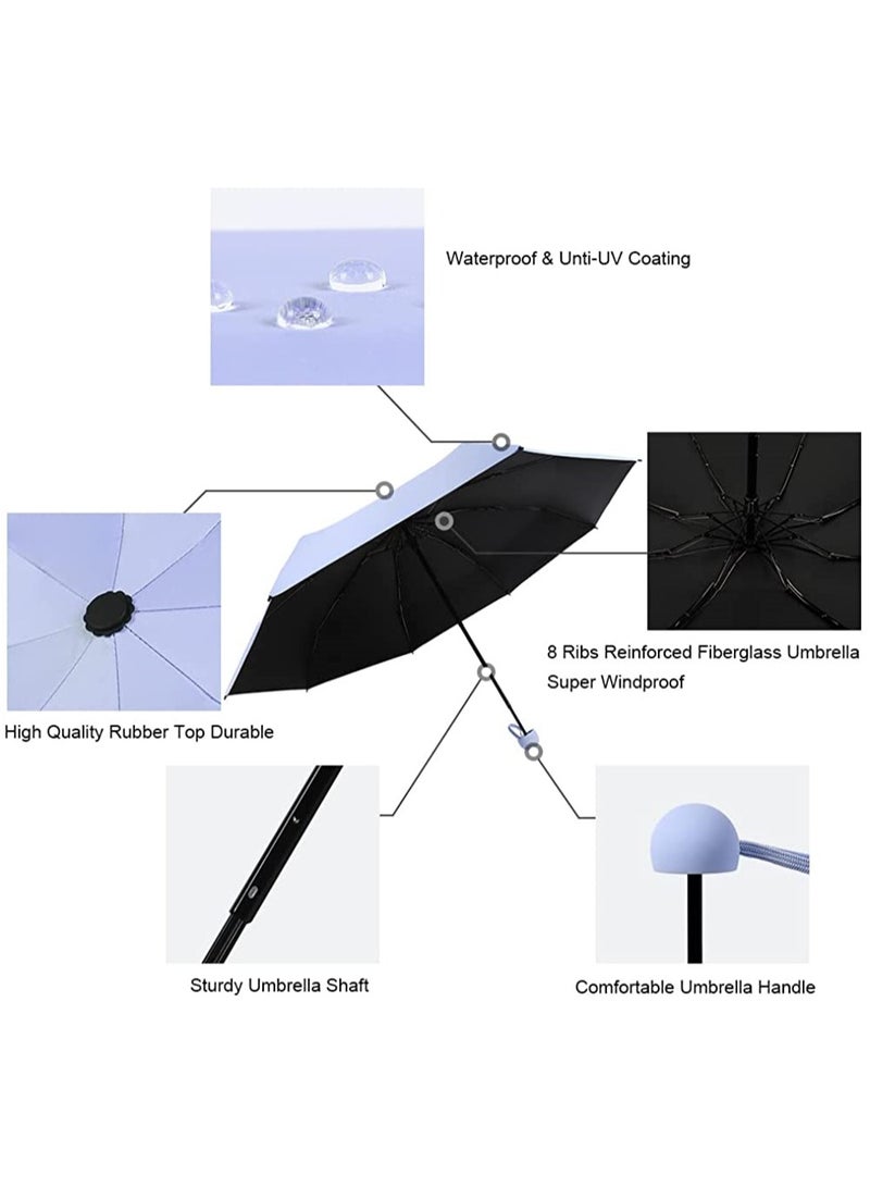 Mini Travel Umbrella Mini Windproof Folding Travel Umbrella Portable Lightweight Compact Parasol with 95% UV Protection for Sun and Rain Popular Style for Women Purple - Image 4