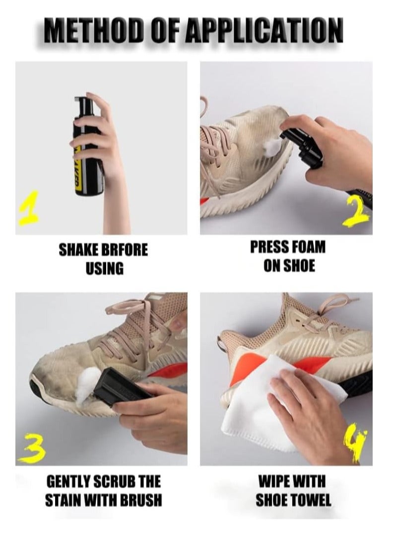 Shopping Point Shoe Cleaning Kit For Sneaker Water-Free Foam Shoe Cleaner With Shoe Brush And Shoe Cloth Work On Most Shoes - Image 4
