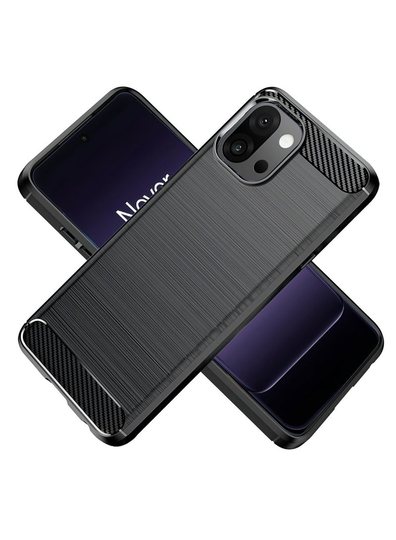 دبليو تيك غطاء حماية بتقنية السيليكون ذو نسيج فرشاة لواحد بلاس 13S 5G 2025 - أسود - Image 1