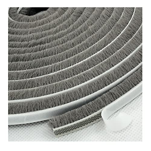 Zhilokdor Weather Stripping Brush for Sliding Windows/Doors Frame Side,Pile Self Adhesive Weatherstrip Seal Strip Sealer Draft Stoppers (33ft x11/32 Backing x 11/32 Brush inch, Grey) - Image 1