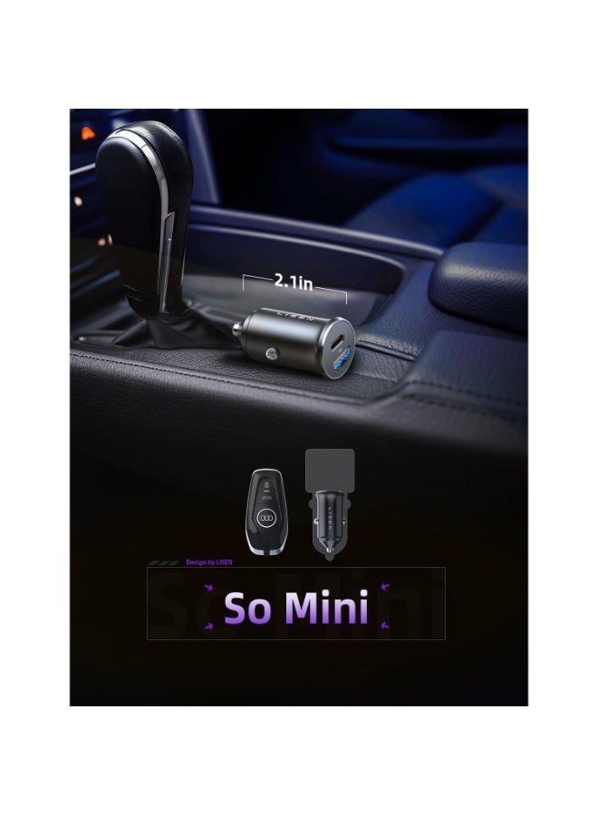 Lisen 2E791 95W Metal USB-C Car Charger – PD & QC3.0 Fast Charging Adapter with 60W Cable for iPhone 16 / Samsung S24 / MacBook / iPad (Black) - Image 2