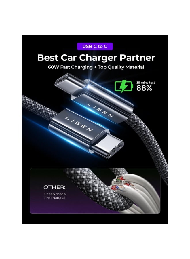 Lisen 2E791 95W Metal USB-C Car Charger – PD & QC3.0 Fast Charging Adapter with 60W Cable for iPhone 16 / Samsung S24 / MacBook / iPad (Black) - Image 4