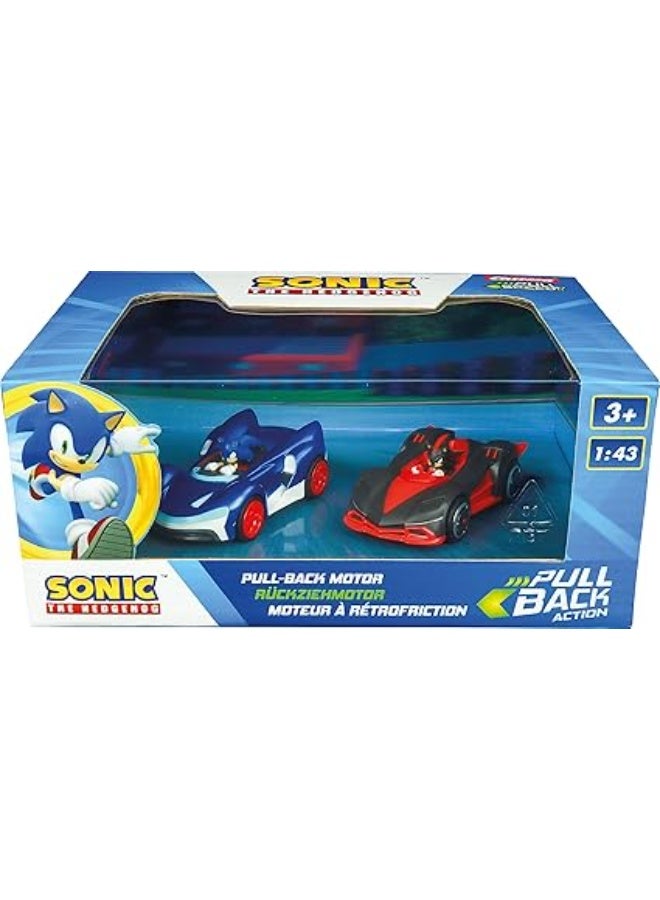 Carrera Pull & Speed Sonic the Hedgehog Cars – 2 Vehicle Set with Pull-Back Motor | Licensed 1:43 Scale Authentic Sonic Characters | Collectible Toy Cars for Kids Ages 3+ & Adults | Gift Set for Fans & Racing Playtime - Image 1