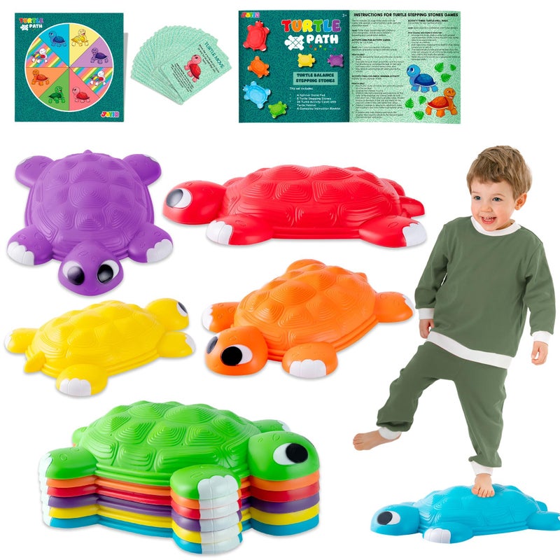 JOYIN Turtle Balance Stepping Stones 6 Pcs Kids Turtle Jumping Stones Steps Stones Up to 265 Ibs Toddler Obstacle Course Coordination Game Toys for Ages 3 Years and UP Indoor or Outdoor Play - Image 2