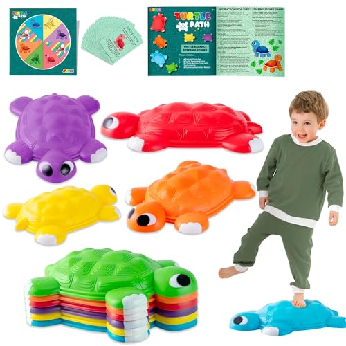 JOYIN Turtle Balance Stepping Stones 6 Pcs Kids Turtle Jumping Stones Steps Stones Up to 265 Ibs Toddler Obstacle Course Coordination Game Toys for Ages 3 Years and UP Indoor or Outdoor Play - Image 1