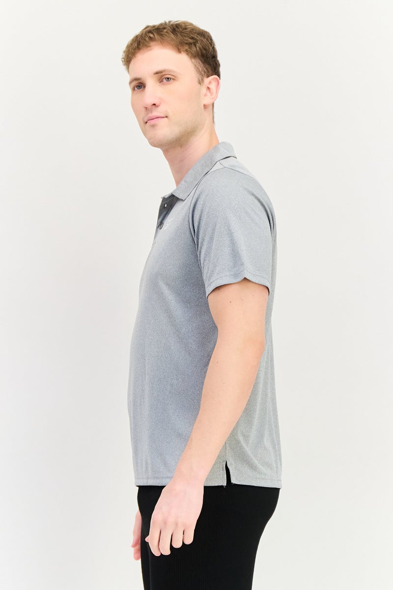 Reebok Men Sportswear Fit Short Sleeve Outdoor Polo Shirt, Grey - Image 3