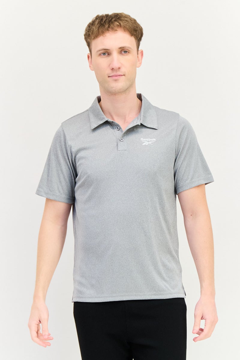 Reebok Men Sportswear Fit Short Sleeve Outdoor Polo Shirt, Grey - Image 1