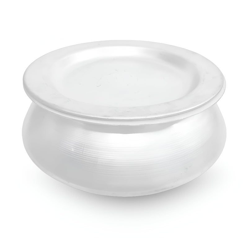 SNKM Aluminium Handi with Lid, 28 cm, for Kitchen Cooking Pot Rice, Curry, Biryani, Pulao, Dal, Tadka Recipes (Silver, 12 No, Medium, 7-Liter, Pack of 1) - Image 1