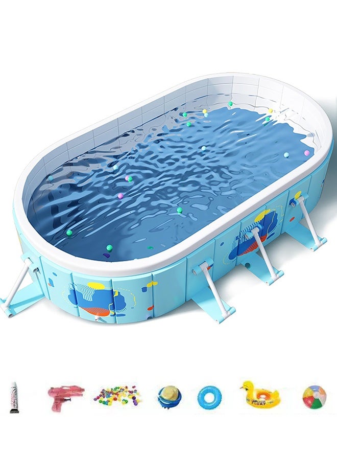 XiuWoo Non-Inflatable Stand Pool Heavy Duty Above Ground Framed Swimming Pools with Sturdy Support for Family Adult Kid Dog Easy to Assemble 260×165×55cm - Image 1