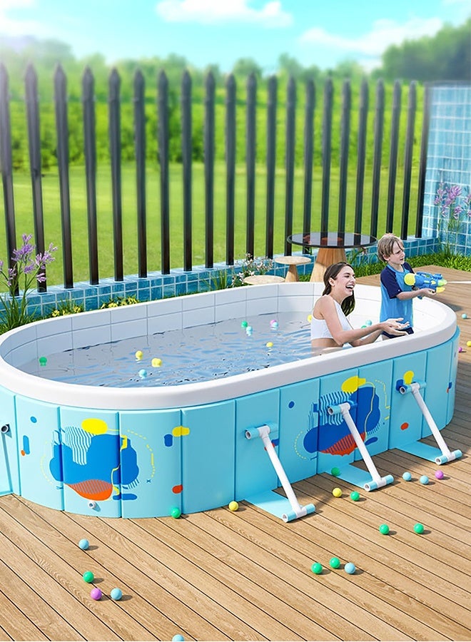 XiuWoo Non-Inflatable Stand Pool Heavy Duty Above Ground Framed Swimming Pools with Sturdy Support for Family Adult Kid Dog Easy to Assemble 260×165×55cm - Image 3