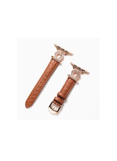 Generic U-shaped buckle woven leather strap for Apple Watch - Brown 