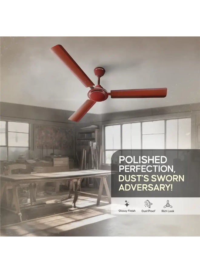 Longway Nexa P1 1200 mm/48 inch Ultra High Speed 3 Blade Anti Dust Star Rated Ceiling Fan, Brown - Image 2