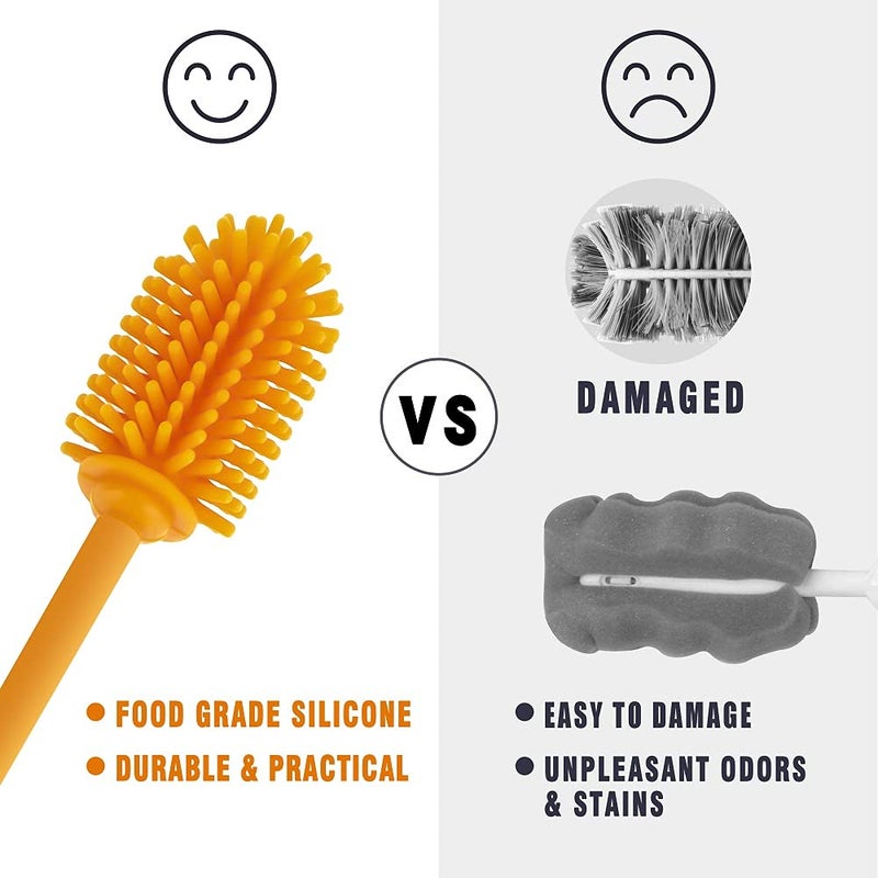 ddLUCK Silicone Bottle Cleaning Brush with Long Handle,12.5" Water Bottle Cleaner for Baby Bottles, Hydro Flask, Sports Bottle, Vase, Glassware, Perfect for Smaller Diameter Bottle Openings (One Pack) - Image 3