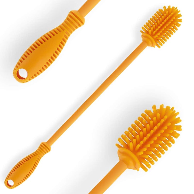 ddLUCK Silicone Bottle Cleaning Brush with Long Handle,12.5" Water Bottle Cleaner for Baby Bottles, Hydro Flask, Sports Bottle, Vase, Glassware, Perfect for Smaller Diameter Bottle Openings (One Pack) - Image 1