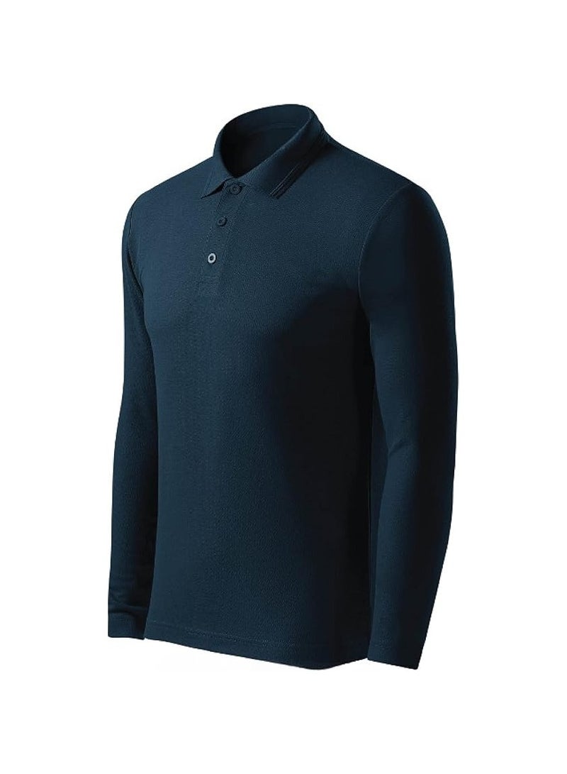 PRINTSHOP4ME 10-Pack Men's Long Sleeve Polo T-Shirts|220 GSM Pure Cotton|Breathable&Comfortable|Solid Basic Colors|Casual&Workwear Combo Set  - Image 4