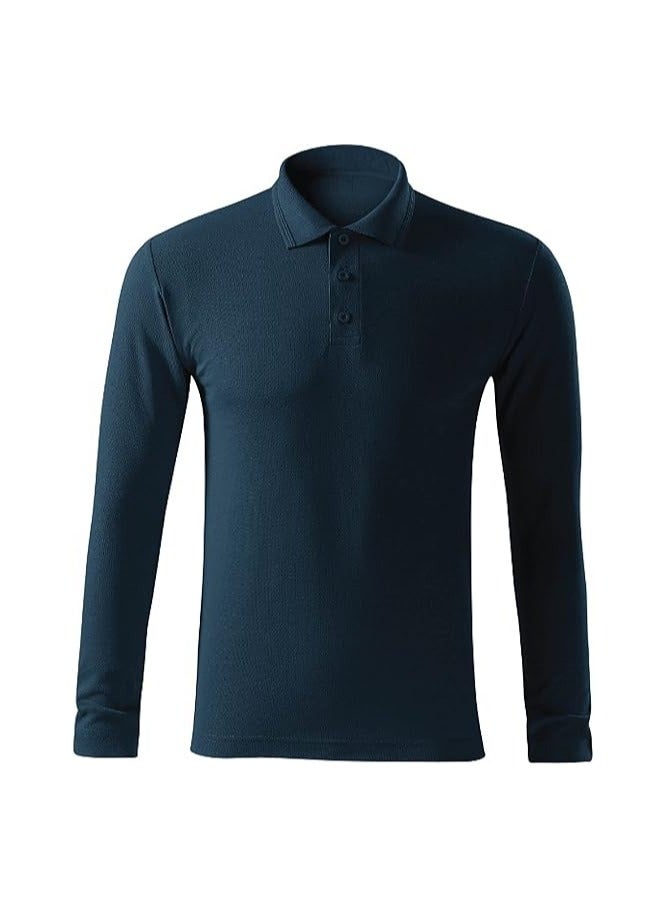 PRINTSHOP4ME 10-Pack Men's Long Sleeve Polo T-Shirts|220 GSM Pure Cotton|Breathable&Comfortable|Solid Basic Colors|Casual&Workwear Combo Set  - Image 2