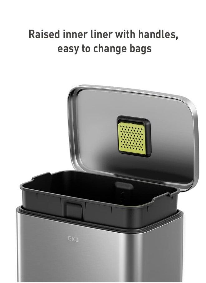 EKO EKO Madison 30L Brushed Steel Trash Can, Kitchen Trash Can, Heavy Duty Pedal Trash Can, Bathroom Trash Can, Soft Close, Trash Cans, Bathroom Trash Cans  - Image 5