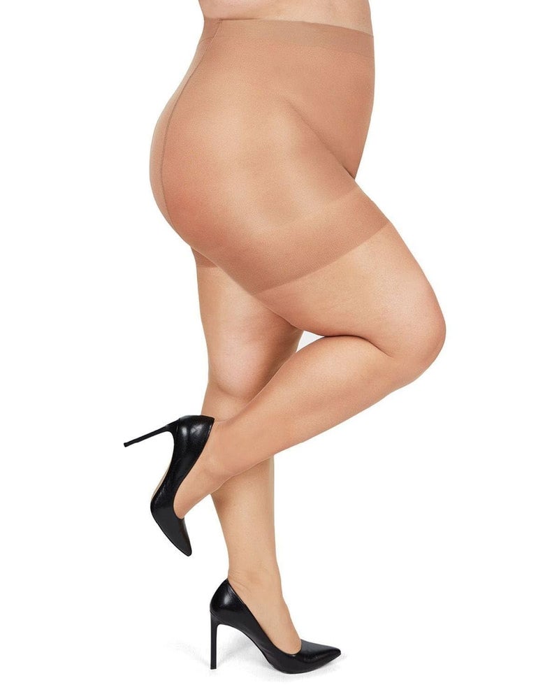 MeMoi Plus Size Curvy Control Top Pantyhose for Women Comfortable Silky Sheer Pantyhose Lightweight Womens Stockings Honey 1X2X