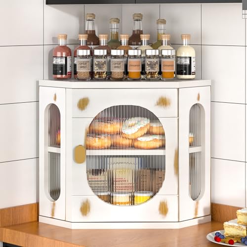 TQQDCI Corner Bread Box for Kitchen Countertop, Large Wooden Bread Box, Double Layer Bread Storage Bin, Bamboo Breadbox for Homemade Bread, Farmhouse Kitchen Organizer with Acrylic Window - Image 5