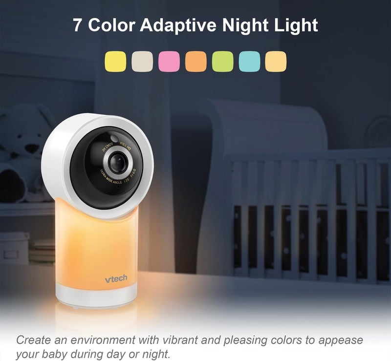 VTech RM7766-2HD Smart Wi-Fi 1080p Video Baby Monitor with 2 Cameras, 360° Pan-and-Tilt, 7 Inch Display, Night Light, and Remote Access - Image 5