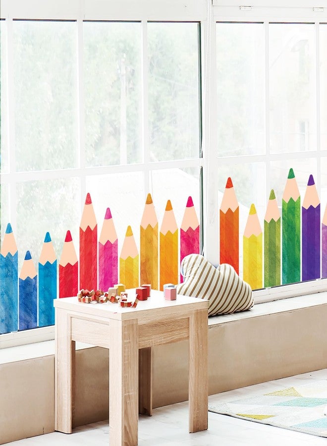 وولاين مجموعة ملصقات نوافذ من 9 أوراق من Whaline، ملصقات نوافذ مزدوجة الجوانب، أقلام تلوين ملونة، ملصقات نوافذ لليوم الأول من المدرسة، ديكورات جدران الفصول الدراسية، زجاج، سبورة سوداء - Image 2