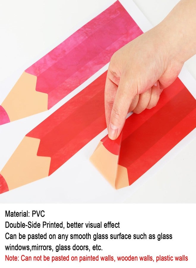 وولاين مجموعة ملصقات نوافذ من 9 أوراق من Whaline، ملصقات نوافذ مزدوجة الجوانب، أقلام تلوين ملونة، ملصقات نوافذ لليوم الأول من المدرسة، ديكورات جدران الفصول الدراسية، زجاج، سبورة سوداء - Image 5