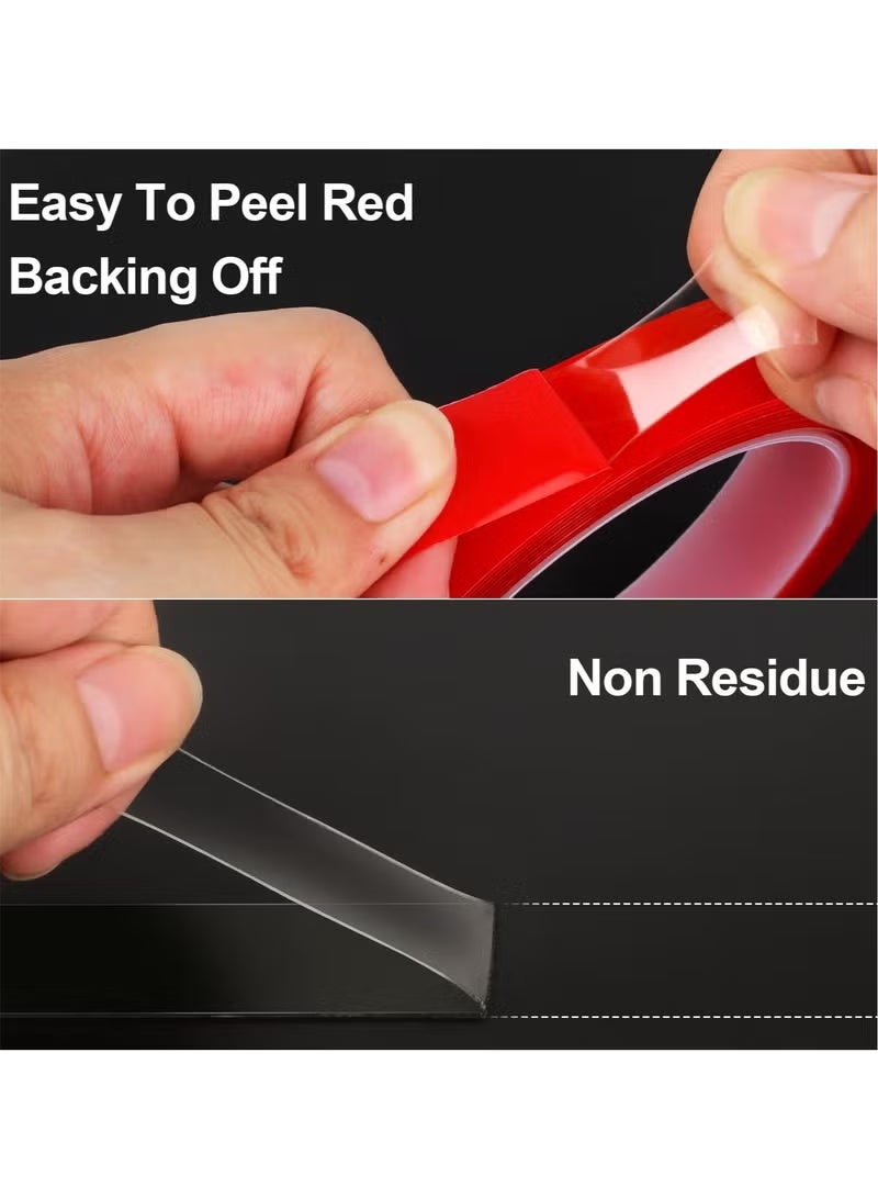 Double Sided Tape 2 Pack Heavy Duty, (3/4" Width, Total 20 FT) Clear Adhesive Waterproof Removable Double Sided Mounting Tape for Carpet Fix, Home Office Wall Decor, DIY Crafts, Car Glass Decor - Image 3