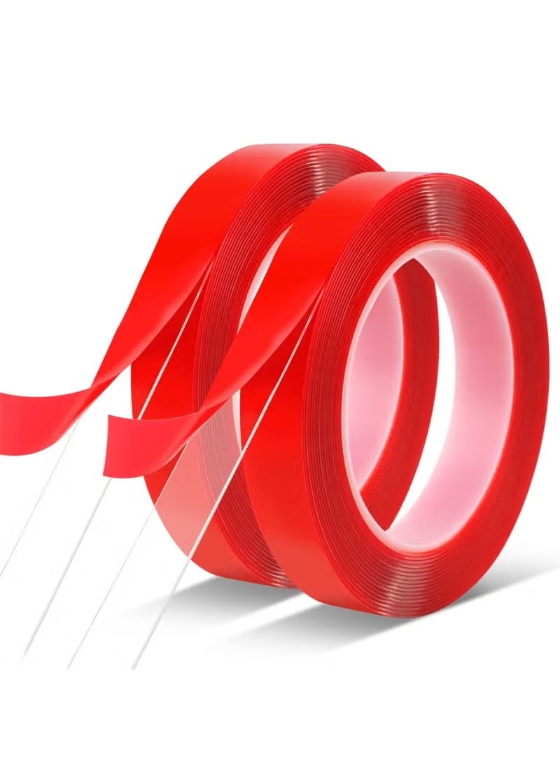 Double Sided Tape 2 Pack Heavy Duty, (3/4" Width, Total 20 FT) Clear Adhesive Waterproof Removable Double Sided Mounting Tape for Carpet Fix, Home Office Wall Decor, DIY Crafts, Car Glass Decor - Image 1