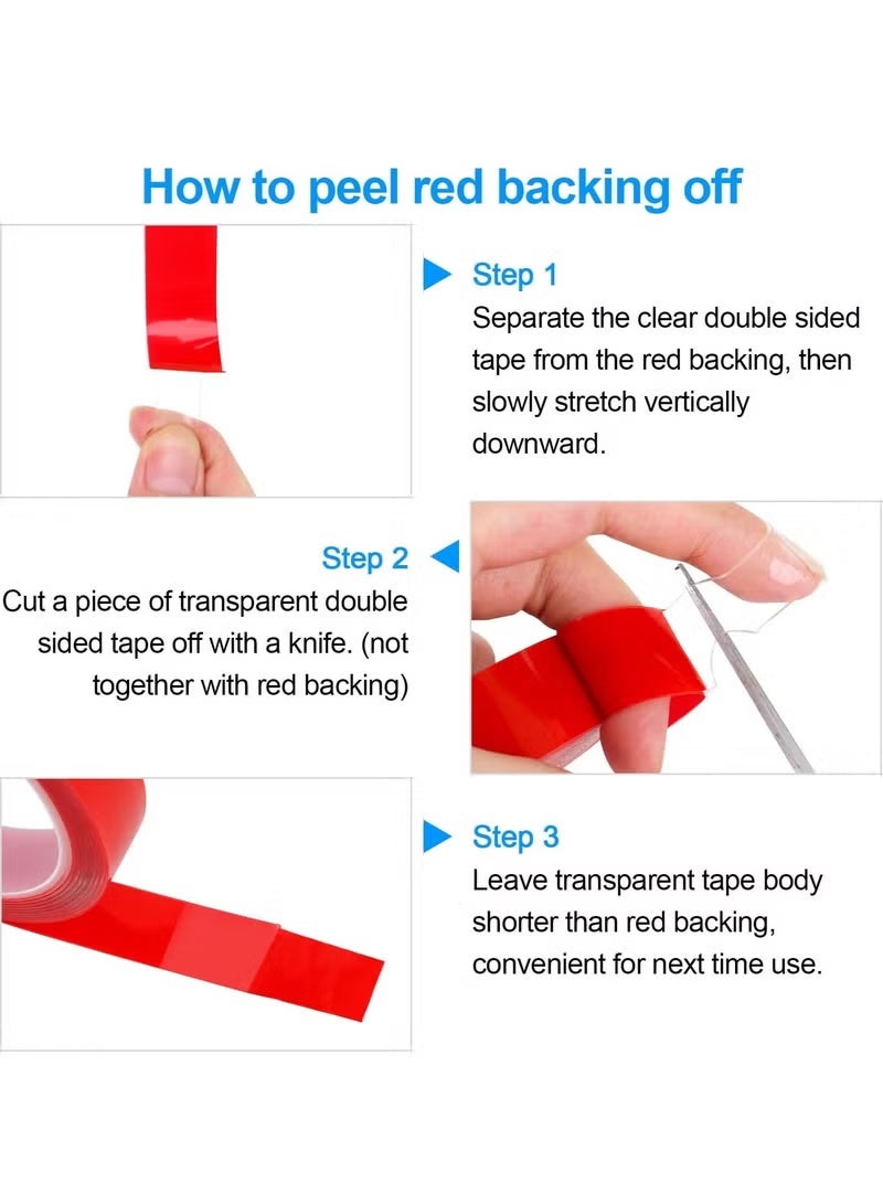 Double Sided Tape 2 Pack Heavy Duty, (3/4" Width, Total 20 FT) Clear Adhesive Waterproof Removable Double Sided Mounting Tape for Carpet Fix, Home Office Wall Decor, DIY Crafts, Car Glass Decor - Image 5