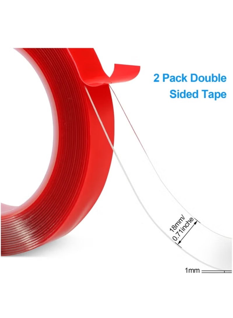 Double Sided Tape 2 Pack Heavy Duty, (3/4" Width, Total 20 FT) Clear Adhesive Waterproof Removable Double Sided Mounting Tape for Carpet Fix, Home Office Wall Decor, DIY Crafts, Car Glass Decor - Image 2