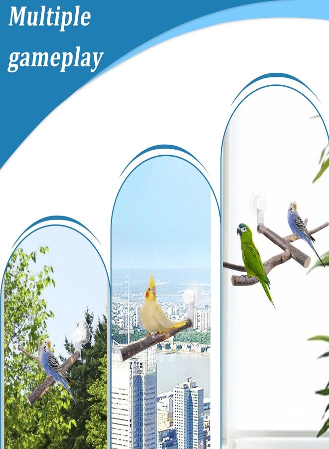JINGHANGER Bird Perch with Suction Cup Window Wall Bath Car Outdoor Travel Perch Stand for Small and Medium Bird Parrot Parakeet Cockatiel Conure African Greys Budgie Lovebirds (Two-Y-Type Wood Window Perch) - Image 4