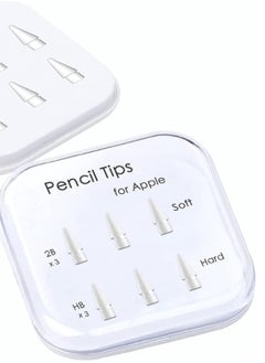 Generic أطراف قلم رصاص ناعمة مزدوجة - لقلم Apple Pencil من الجيل الأول والجيل الثاني من iPad ورؤوس أقلام الرصاص وأقلام التلوين (أبيض)  - Image 1